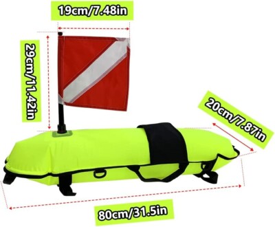 Hookah Scuba Diving Spearfishing Neon Yellow Torpedo Float +Inflator & Dive Flag