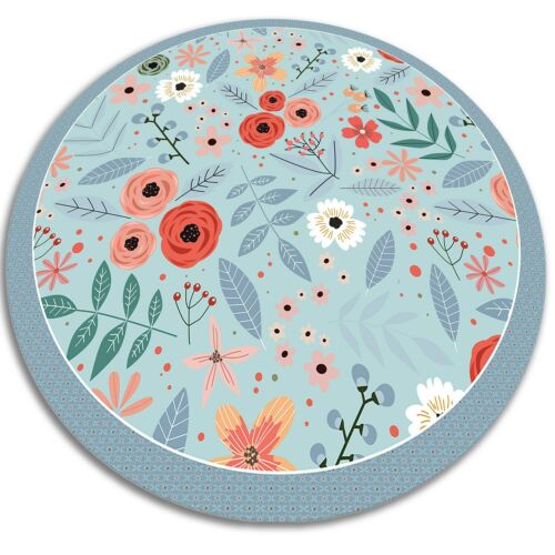 Teppich Rund Matte Vinyl PVC Boho Wiesenblumen Flur Küche Bad Dekoration - Bild 11 von 12