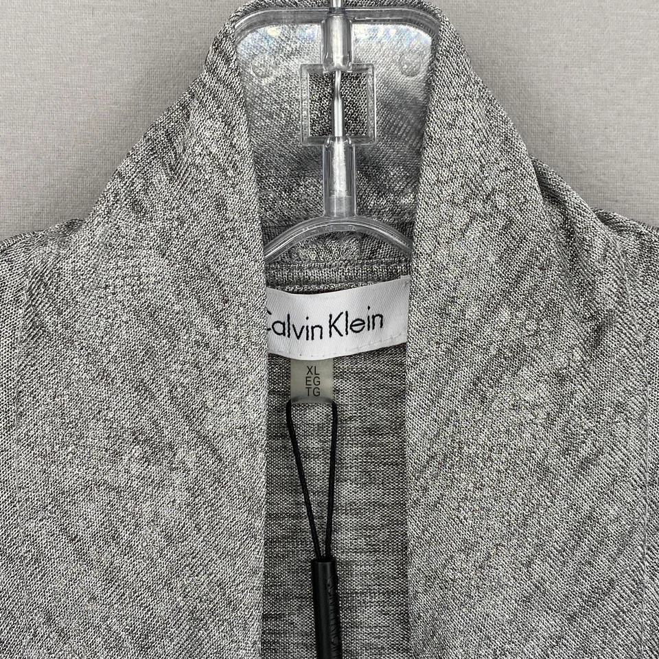 Nuevo con etiquetas Cárdigan Plumero Mujer Calvin Klein Plateado Piel de Serpiente Metálico Frente Abierto XL Foto 3 de 4