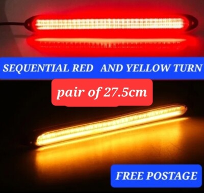 2 Stück 27,5 cm ROTE und GELBE BLINKER SEQUENTIELLES Lauflicht. FLEXIBEL