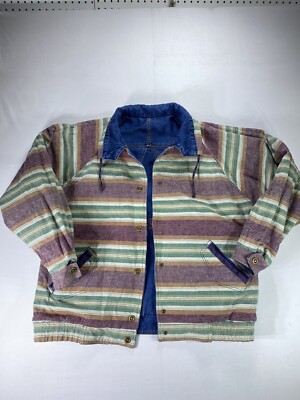 VINTAGE CURRENT SEEN MENS 80'S REVERSIBLE DENIM JACKET SIZE LARGE