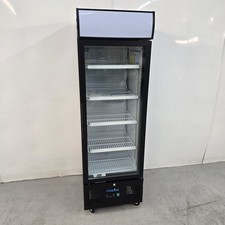 Display Fridge Single 1 Door Black Light Box 218L Chilled Commercial Drinks F...