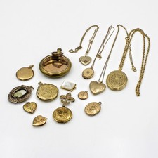 Vintage 10k-14k GF MOP Heart Locket Pocket Watch Case Jewelry Lot of 14 #M1545-2
