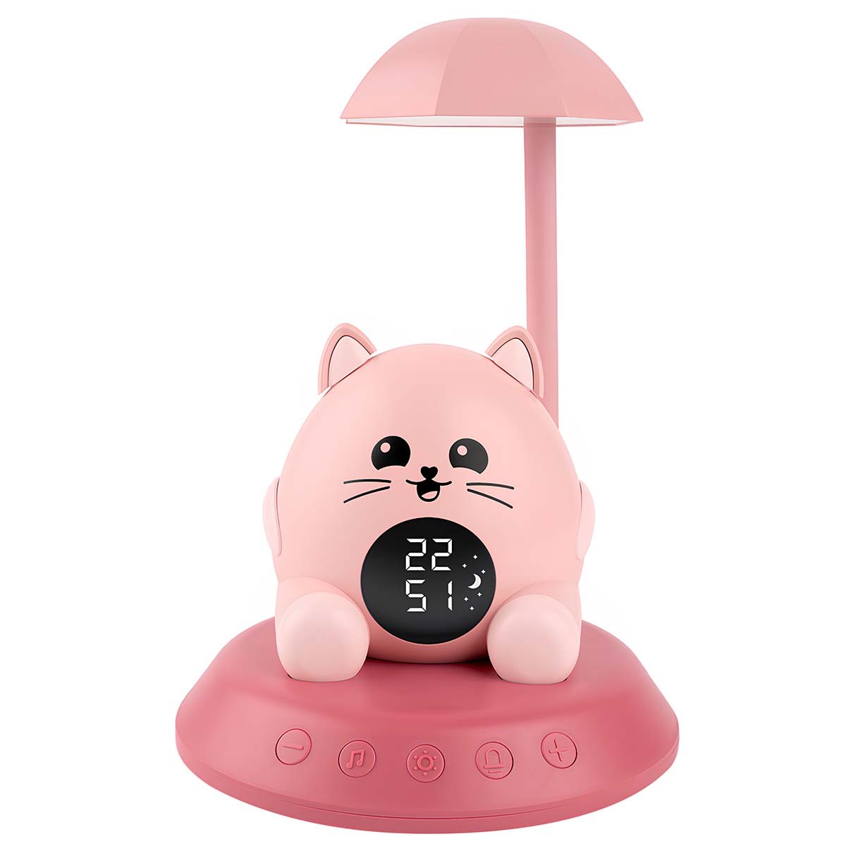 Réveil enfant chat rose BigBen avec affichage numérique led et musique pour table de chevet
