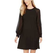 Calvin Klein black sheath dress chiffon sleeves size 10