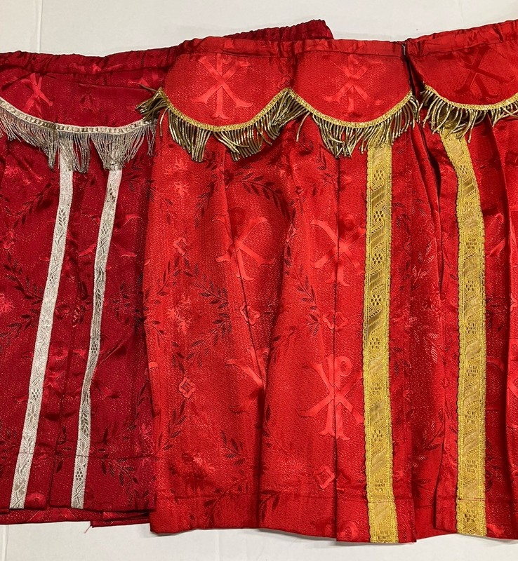 Catholic Church Vestment Tabernacle Curtain Two Red Brocade Beautiful L-144