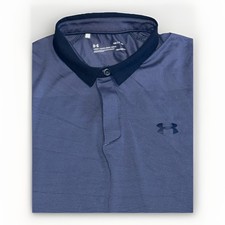 Under Armour Mens UA ISO- Chill Polo 2.0 Golf Polo Stripe Navy Blue SZ. S