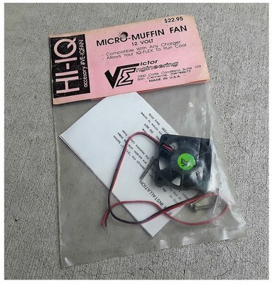Vintage RC Car Victor Engineering Micro Muffin Fan 12 volt for IQ-Flex Charger