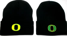 2 for 10.95. Oregon Ducks flat cotton appliques on 2 Black beanie  cap hat.