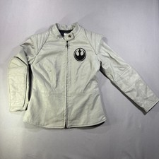 Disney Star Wars Faux Leather Jacket Kids 5/6 Rey Gray Zip Rebel Force Awakens