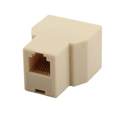 UXCELL RJ12 6P6C 1 Femelle à 2 Femelle Téléphone Fil Câble Connecteur Splitter Beige
