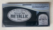 Tsukineko Stazon METALLIC SILVER Ink Pad and Refill SZ-000-192