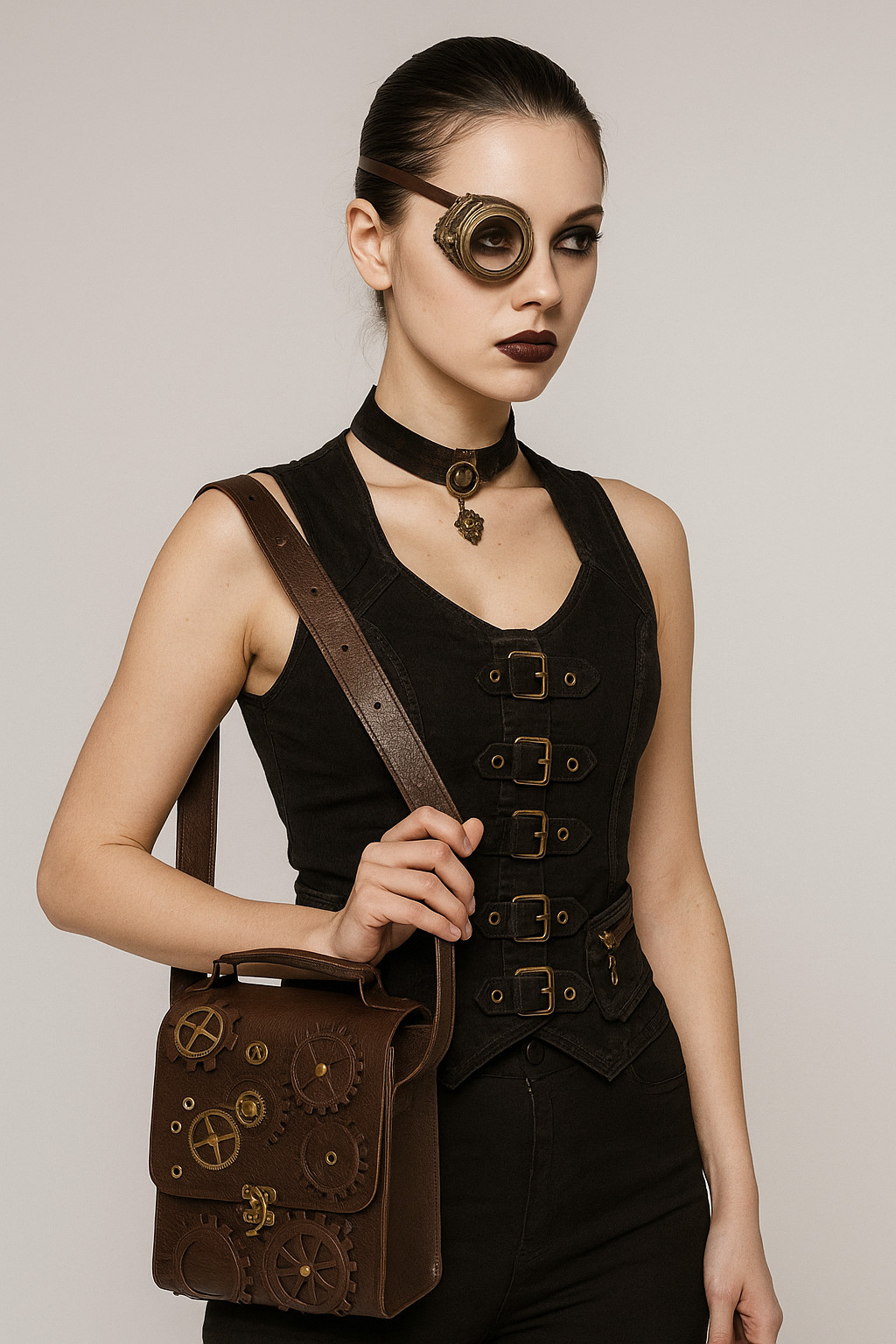 Steampunk Gear Crossbody Bag for Women &ndash; Vintage Satchel for Cosplay & Daily Use