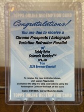 2026 Bowman Roldy Brito  /499 Auto Variation Refractor Redemption Card