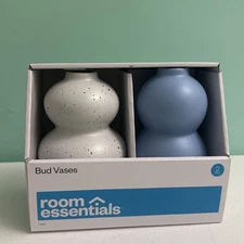 2pk Bud Vase (1) Blue & (1) White w/ Blue Specks- Room Essentials, NIB