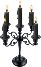 Metal Candle Holder，5 Arms Pure Black Candle Holders for Pillar Candles（10.6