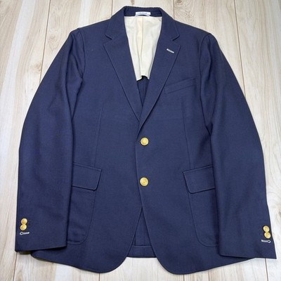 Gant Rugger The Hopsack 100% Wool Blazer Gold Buttons Mens Size 38R Navy Blue