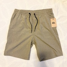 NWT Quiksilver Boys Large 14/16 Pull-On Amphibian Hybrid Shorts Khaki Heather