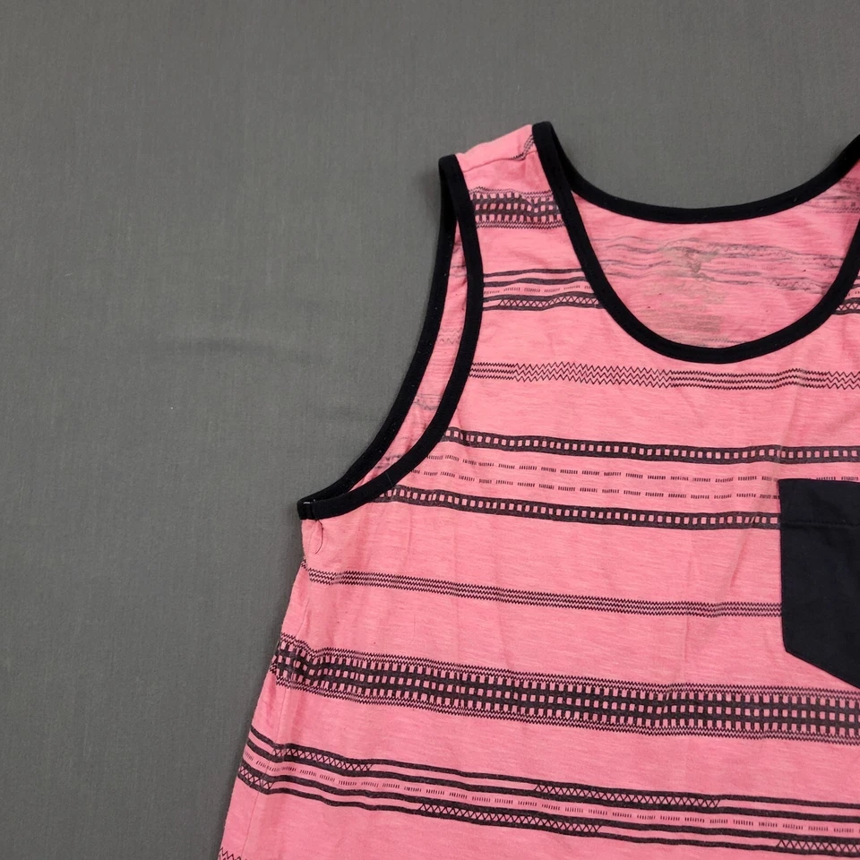 Faded Glory Shirt Mens M Sleeveless Tank Pocket Knit Pullover Striped Pink * - Image 2 of 4