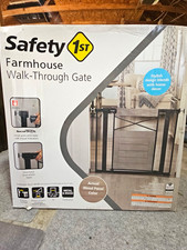 Safety 1st Farmhouse Walk-Through Gate, Pressure Mount, Wood/Black 29-37"x28"