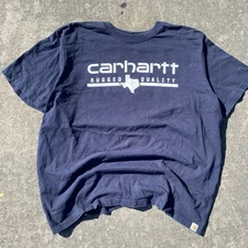 Vintage Carhartt Graphic Tee Dark Blue Shirt 2000s Style Relaxed XL Mens Baggy