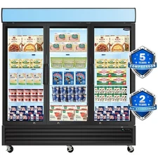 81" Commercial 3 Glass Door Freezer Merchandiser Food Display Reach in Freezer