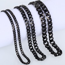 3/5/7mm 18-34" Black Stainless Steel Necklace for Mens Unisex Curb Cuban Chain