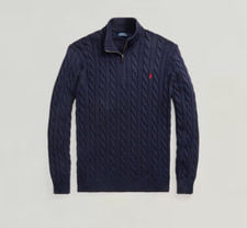 NWT's Polo Ralph Lauren Quarter Zip Cable Knit Blue Sweater 2XLT Tall 168