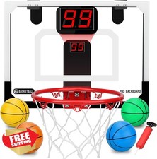 Mini Basketball Hoop Indoor Wall Mount Door w/ 4 Small Balls Adults Kids