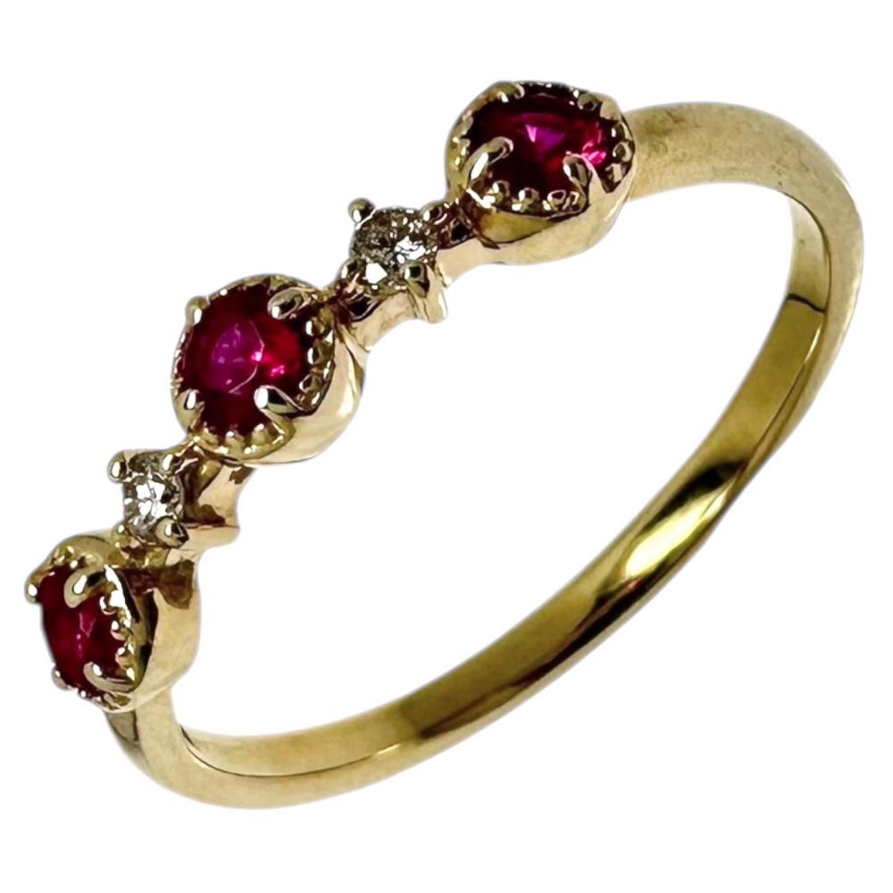 Authentic Ruby Diamond Ring 10K Gold JP5 US3.25 E… - image 1