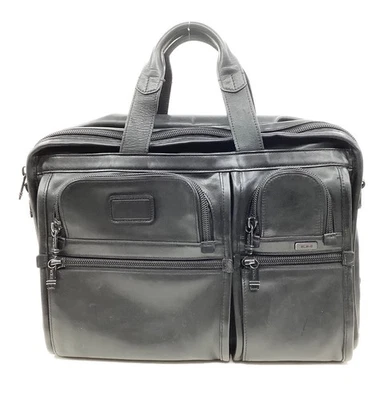 TUMI Organizer PC 2-Way Briefcase en cuir noir hommes sac à main d'affaires 9... - Photo 1/4