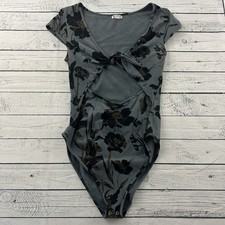 Intimately Free People Short Sleeve Tie Front Floral Body Suit Women's Medium