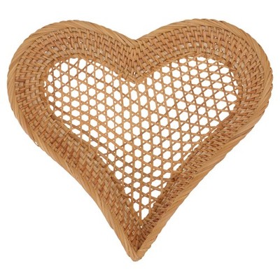 1 x Rattan-Gewebekorb, herzförmiger Obstkorb, Dessert-Aufbewahrung, Dessertkorb