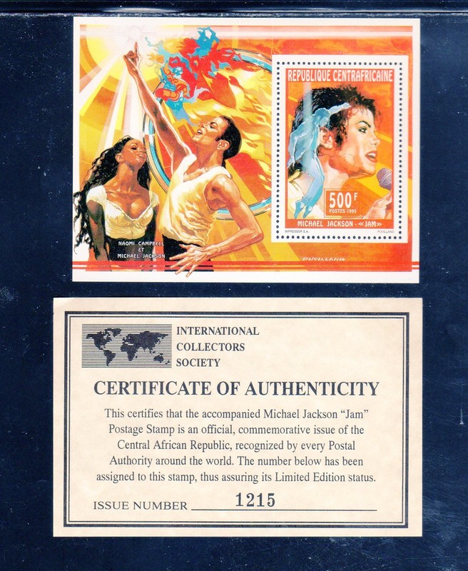 CENTRAL AFRICAN REPUBLIC #1096 1987 JACKSON MINT VF NH O.G S/S W/CERT/1215 (j2a)