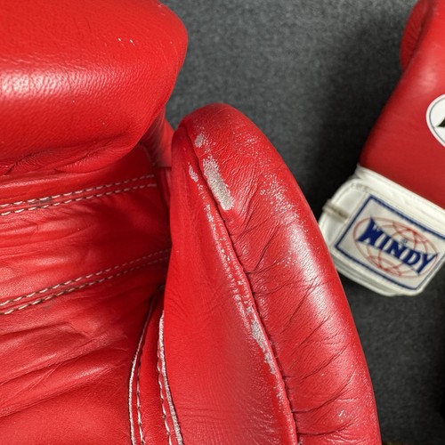 Windy 16oz Classic Muay Thai Boxing Gloves Red W/ White Strap - Used - Picture 7 of 24