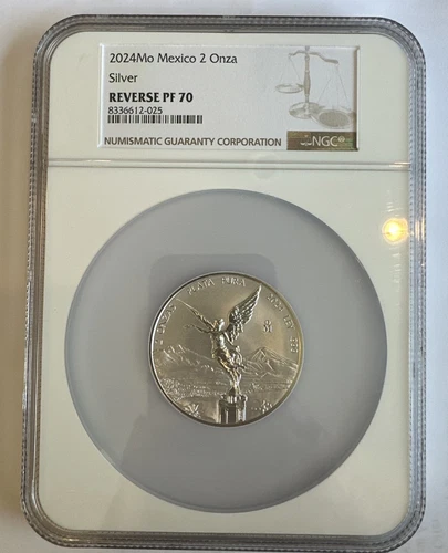 *2024 MEXICO LIBERTAD* 2 Onza Silver REVERSE PROOF NGC PF70 TOP POP COIN 2 Ounce