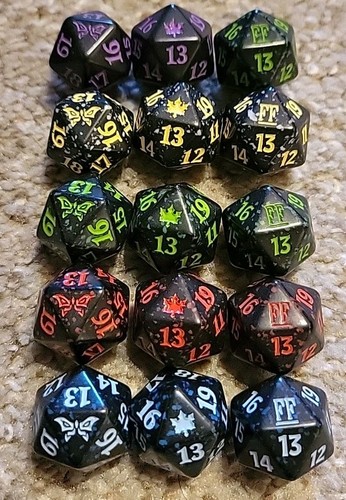 MTG Bloomburrow Duskmourn Final Fantasy Spindown D20 dice 15x Regular Magic