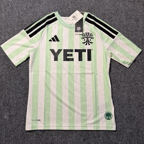 Austin FC Jersey Youth Medium Green Striped Logo Soccer MLS Adidas Authentic