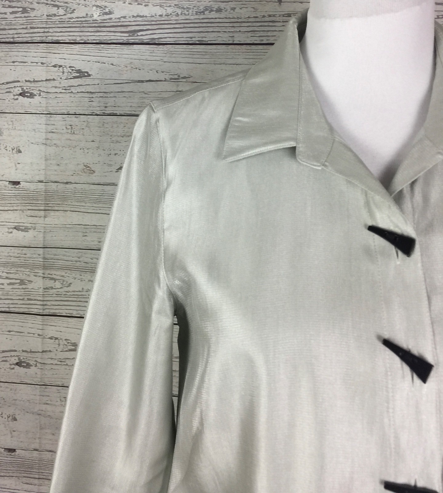 Multiples Women’s Silver Shimmer Button Front Tur… - image 3