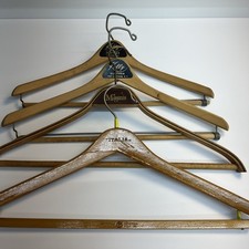 Vintage Advertising Wooden Clothes Hanger Lot Of 4 Retail Stores