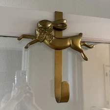 MacKenzie Childs Easter Bunny Rabbit Brass Door Hanger Wreath Hollder