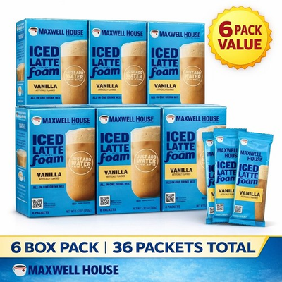 #ad #ad 6 VANILLA MAXWELL HOUSE ICED LATTE FOAM COFFEE Mix ☕️ 36 Packets Discontinued $45.00