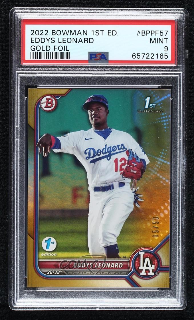 2022 Bowman 1st Edition Gold Foil 5/50 Eddys Leonard #BPPF-57 PSA 9 MINT 0ij9