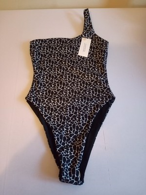 BNWT Two & Rae black white one shoulder swimsuit swimming costume S size 8 10