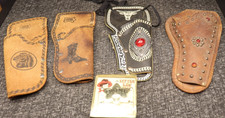 Vintage Lot of 4 Leather Western Cowboy Toy Cap Gun Holsters Sheriff Badge