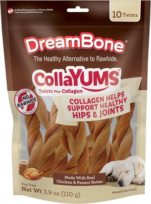 SPECTRUM BRANDS PET Dreambone Collagen Chews & Twists for Dogs, 10 Count, Rawhide-Free Treats
