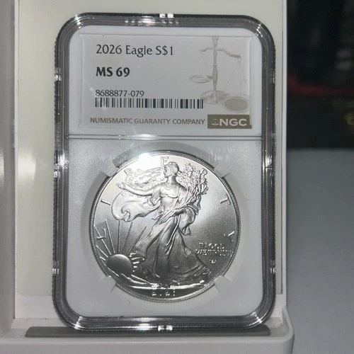 2026 American Silver Eagle .999 Silver Coin NGC Graded Brown Label MS 69