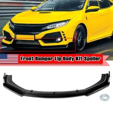 For Honda Civic 2013-2021 3pcs Front Bumper Body Spoiler Lip Kit Glossy Black
