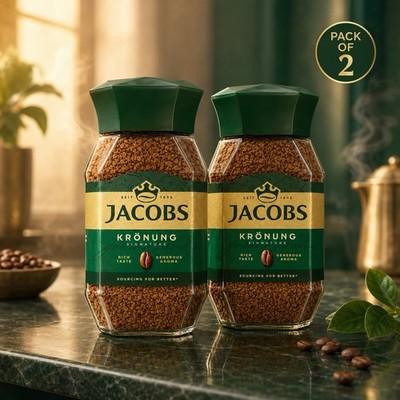 Jacobs Kronung Signature Instant Coffee Rich Taste 200g Pack of 2 Jars