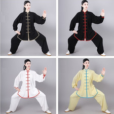 Women Men's Chinese Traditional Tai Chi Uniforms Cotton Kung Fu Clothing Suits